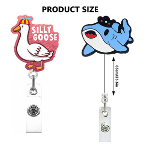 Clip Retrattile in Acrilico con Design Creativo di <span class=keywords><strong>Animali</strong></span>, Porta Badge Personalizzato a Forma di Tartaruga, Dinosauro, Elefante, Bradipo, Gatto - Product Image 3
