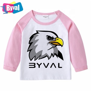 Cina all'ingrosso personalizzata logo t-shirt per bambini maniche lunghe magliette del bambino 100% cotone bianco di colore di contrasto del manicotto di raglan t-shirt kid - Product Image 2
