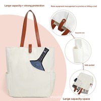 Sac à raquettes de pickleball en toile pour enfants, sac à bandoulière multi-poches et sac à dos pour le rangement des raquettes