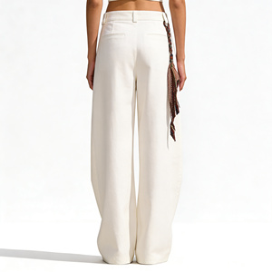 <span class=keywords><strong>Pantaloni</strong></span> Bianchi a Gamba Larga di Alta Qualità per Donna, Vita Media, Casual, Estivi 2026, Modello Dritto - Product Image 5