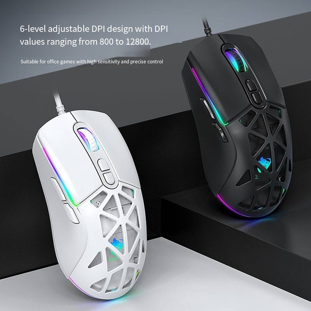 MQ RGB Optical Sensor Gaming Mouse Wired USB 12800 DPI Ergonomic 7 Buttons Adjustable 6 Levels LED Backlit PC Laptop Office