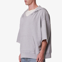 Sweat à capuche oversize pour homme en molleton de coton éponge 3/4 manches, motif imprimé avec broderie 3D, 100 % coton, effet délavé, idéal pour l'hiver