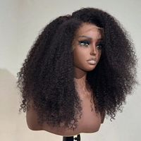 Perruque frontale en dentelle 13x4 en gros d'usine, 100% cheveux humains brésiliens, dentelle transparente spéciale Afro pour femmes noires, densité 210%