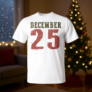T-shirt de Noël du 25 décembre, design rétro, blanc, vêtements pour hommes - Product Image 3
