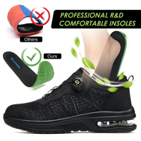 Chaussures de sécurité légères pour hommes, antidérapantes, avec boutons intelligents, semelle en PU à coussin d'air amortissant les chocs, chaussures de travail.