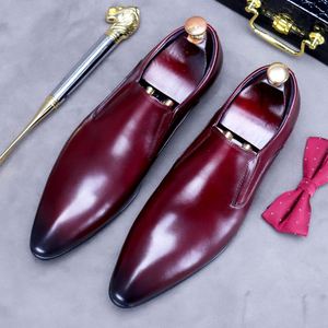 Chaussures pour hommes en cuir pleine fleur, style britannique, à bout pointu, formelles et professionnelles, à enfiler, en cuir véritable, type baskets - Product Image 5