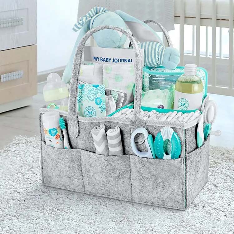 China Supplier Wholesale Felt Baby Diaper Caddy Mommy Bag Nursery Organizer Must Have for Newborns