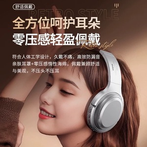 Auriculares supraaurales con carga tipo C, sonido de alta fidelidad para teléfono móvil, modo dual inalámbrico y con cable. - Product Image 1