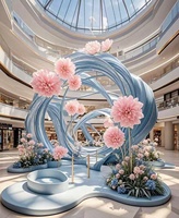 Arche de fleurs géante en organza rose rêveur, faite sur mesure, pour la décoration de cérémonie, de fête ou d'événement