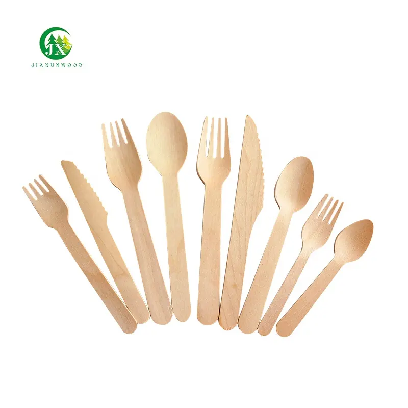Usa e getta in legno di bambù cucchiaio di legno coltello forchetta set di fabbrica di tovaglioli fornitore