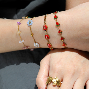18K Gold Plated Stainless Steel Colorful Natural Stone Women's Irregular <b>Crystal</b> <b>Chip</b> Beads Hypoallergenic Waterproof Bracelet - Product Image 3