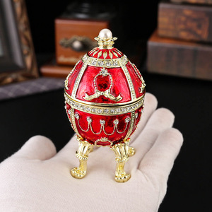 Boîte à bijoux en émail en forme d'œuf, artisanat rétro, boucles d'oreilles à clapet, bague, décoration pour la maison, le salon, la chambre - Product Image 3