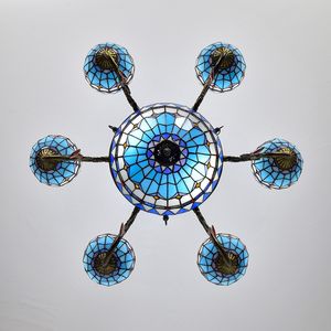 Grand lustre à led moderne européen bleu méditerranéen pour salon chambre à coucher multi têtes cristal hôtel restaurant décoration - Product Image 4