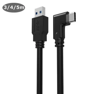 Кабель usb-c под прямым углом 90 градусов, кабель usb type-c для быстрой зарядки и передачи данных для oculus quest VR link type-c USB3.1, кабель 3 4 5 м