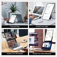 Moniteur portable double N2 16 pouces 1200P FHD, ultra fin, support magnétique détachable, type-C, plug & play pour ordinateur portable
