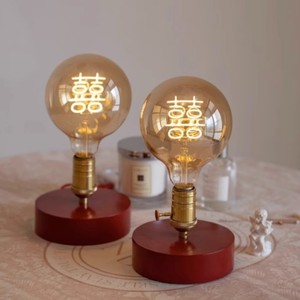 Wedding Lamp Chinese Double Happiness Vintage Table Lamp E27 Incandescent Bulb For Living Room Bedroom Study Ambient <b>Lighting</b> - Product Image 3