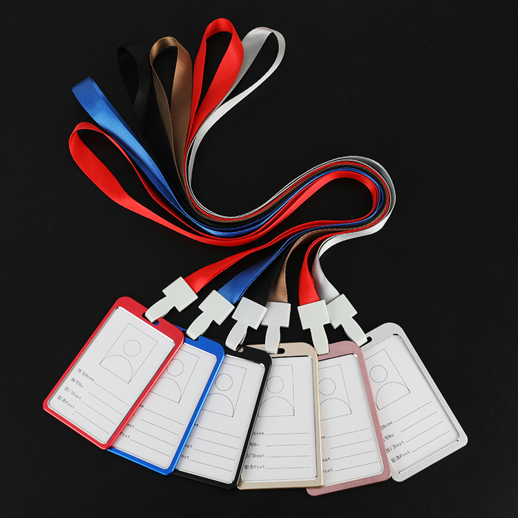 Высококачественный металлический держатель для удостоверения личности из алюминиевого сплава с ремешком