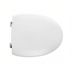 Siège de toilette rond en plastique blanc, design minimaliste, pour salle de bain, charnières traversantes - Product Image 3