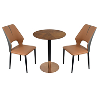 Pieds de table à manger modernes en acier inoxydable brossé or rose avec plateau en MDF, table à manger commerciale pour restaurant, café, hôtel