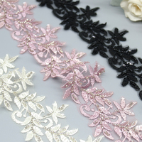 Bordure en dentelle brodée de perles de tube exquises-Vente en gros pour la conception de mariée et de mode
