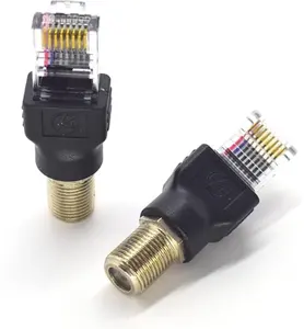 איכות טובה f סוג rj45 8p ראש קריסטל מתאם קואקסיאלי חבית קופלס מתאמים עבור צג כבל בודק כבל