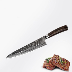 Couteau de chef japonais en acier inoxydable de 8 pouces en gros avec manche en bois, lame Damas pour cuisine, bricolage et logo personnalisable OEM - Product Image 6