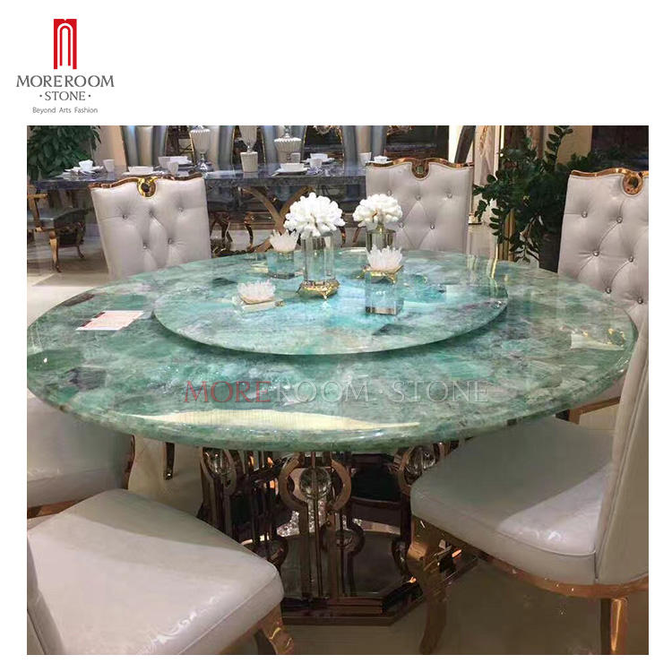 green fluorite dining table set
