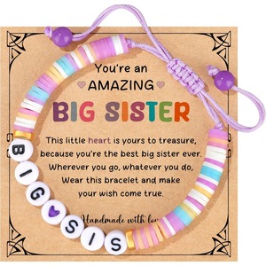 2026 New Bohemian Cute Handmade Colored Soft Pottery Letter Beads Simple Weaving <strong>Sisters</strong> <strong>Bracelet</strong> - Product Image 1