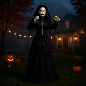 Décoration de jardin gonflable d'Halloween grandeur nature : mariée zombie animatronique avec son et yeux lumineux activés par le mouvement - Product Image 2