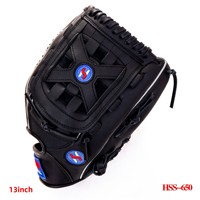 Gant de softball noir en gros, 13 pouces, pour adulte, avec poche profonde, en cuir de vachette renforcé, pour l'extérieur, gants de baseball