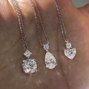 1CT 1.5CT 2CTラボ成長ダイヤモンドネックレスファッションスタイル14Kホワイトゴールドペダントネックレス女性用ファインジュエリーウェディングギフト - Product Image 1