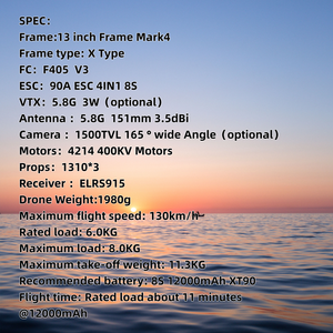 13-inch Carbon fibre người mới bắt đầu thân thiện HD FPV <span class=keywords><strong>drone</strong></span> 20km Khoảng cách bay 40-PHÚT Thời gian bay 5-8kg tải trọng Điều khiển từ xa - Product Image 6