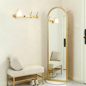 360 °   Miroir surdimensionné rotatif - Miroir de sol de style nordique avec porte-vêtements intégré - Product Image 2