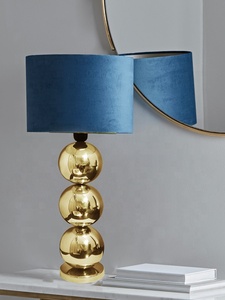 Retro <b>Small</b> Size Creative Luxury Two Golden Ball Metal Base Decorative Bedside Table Lamp With Black Lampshade for Bedroom - Product Image 3