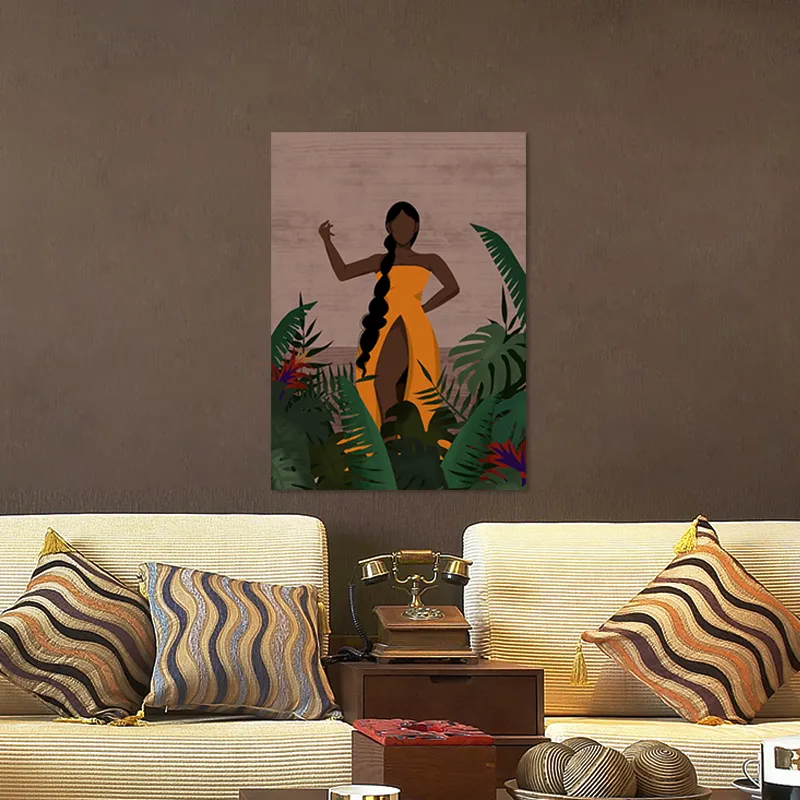 Hot Sale Prints Pictures African Woman Posters African Print Canvas Painting Wall Art Black Original Decor Abstract Style