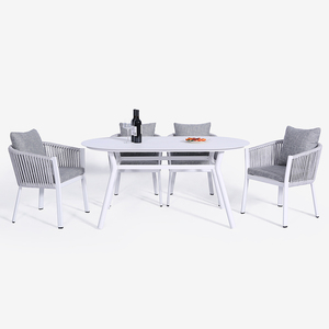 Mobilier d'extérieur, ensemble de salle à manger, chaises en rotin, table et chaises de jardin, table à cadre en <span class=keywords><strong>aluminium</strong></span> et meubles en rotin - Product Image 4