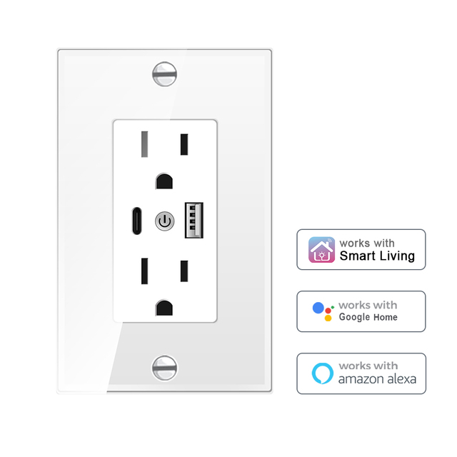 Lanbon L8 US Standard 16A WIFI Smart Plug Socket with Type C Interface Voice Control by Google Home Alexa Remote Timer