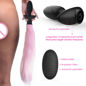 Plug Anale Vibrante con Coda, Plug Anale in Silicone a Forma di Coda di Volpe, Giocattolo per Adulti per Coppie, Cosplay e Giochi di Ruolo - Product Image 3
