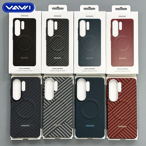 VAWI B473 Série <span class=keywords><strong>d</strong></span>'autocollants aquatiques classiques, coque rigide en PC à texture fibre de carbone, antichoc, avec couvercle magnétique pour Samsung S25 S26 Ultra - Product Image 2