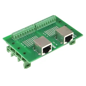 2way 2 Bit RJ45 8p8c Soket Perempuan Ke Terminal Blok Adaptor Papan Pcb RJ45 Konektor Ethernet Converter Din Rail Mounting