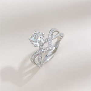 <span class=keywords><strong>Bague</strong></span> en diamant de laboratoire en forme de V croisée, plaqué or blanc 18 carats, design unique, de créateur, pour femme, haute joaillerie - Product Image 2