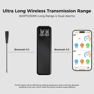 Verbessertes Ultra-Dünnes 2-Sonden Digitales Smart Kabelloses Fleischthermometer mit 250M Reichweite für Kochen, BBQ, Grill, Ofen und Heißluftfritteuse - Product Image 5