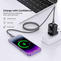 Câble de charge rapide USB-C vers 8 broches 30W en nylon tressé de 1 m avec cordon de synchronisation de données en alliage d'aluminium pour iPhone iPad - En stock