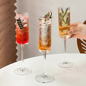 Flûtes à champagne en cristal côtelé pour fête et <span class=keywords><strong>pub</strong></span>, verres à vin roses givrés, verres à vin à manche fin - Product Image 3