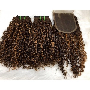 Pixie Curl Trinh Nguyên bó thô Ấn Độ tóc lớp biểu bì phù hợp đôi rút ra bó chất lượng đảm bảo bán buôn - Product Image 1