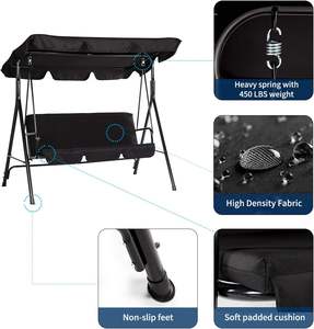 <span class=keywords><strong>Columpio</strong></span> de Terraza <span class=keywords><strong>para</strong></span> Exteriores <span class=keywords><strong>con</strong></span> <span class=keywords><strong>Toldo</strong></span>, Silla <span class=keywords><strong>Columpio</strong></span> <span class=keywords><strong>con</strong></span> Cojín de Asiento Extraíble - Product Image 3