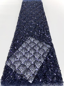 Tissu de dentelle de luxe brodé de sequins NI.AI 2026 <span class=keywords><strong>Aso</strong></span> Ebi, dentelle nigériane pour mariée, tissu de dentelle perlée pour robe de soirée - Product Image 3