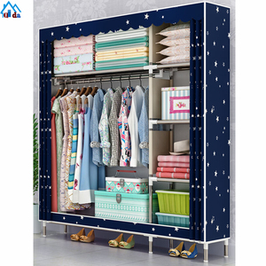QIDA Metal Almirah Modern Fabric Assemble Bedroom Cloth <strong>Wardrobe</strong> <strong>Portable</strong> Metal Foldable <strong>Wardrobe</strong> - Product Image 5