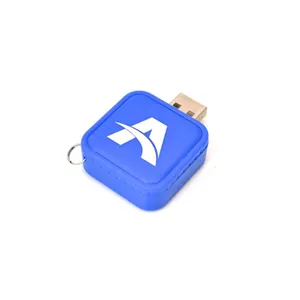 Disque U carré en plastique, avec motif de disque U rotatif, Logo d'impression époxy, personnalisation USB avec porte-clés, pièces
