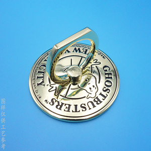 Soporte de Anillo Metálico para Teléfono, Diseño de los Cazafantasmas, Aleación de Zinc Dorada, para Escritorio - Product Image 2